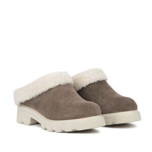 LA CANADIENNE Always Genuine Shearling Suede BOOT Clog in Taupe Suede Sz 9.5